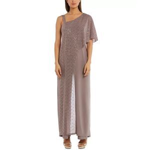 R & M Richard One-Shoulder Lace‎ Jumpsuit Sparkle-lace panel Women's Size 12